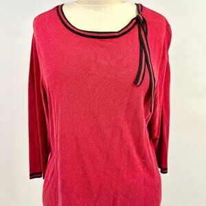 1980s | Vintage | Ecobay | Knit | Red | Tie Neck | Pull Over | Size L